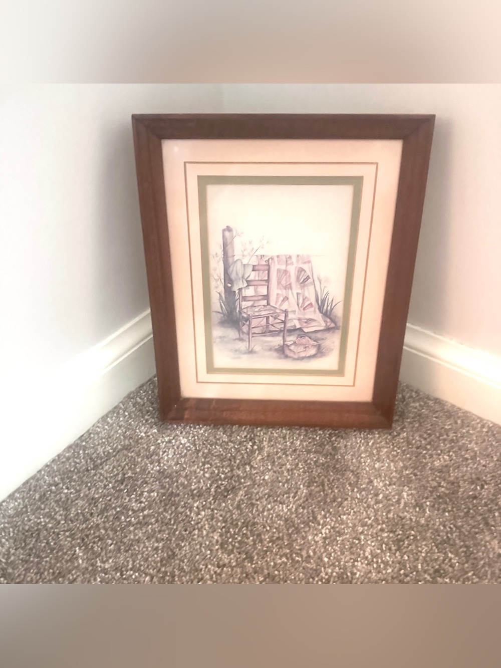 Vintage framed/matted Paula Vaughan country print